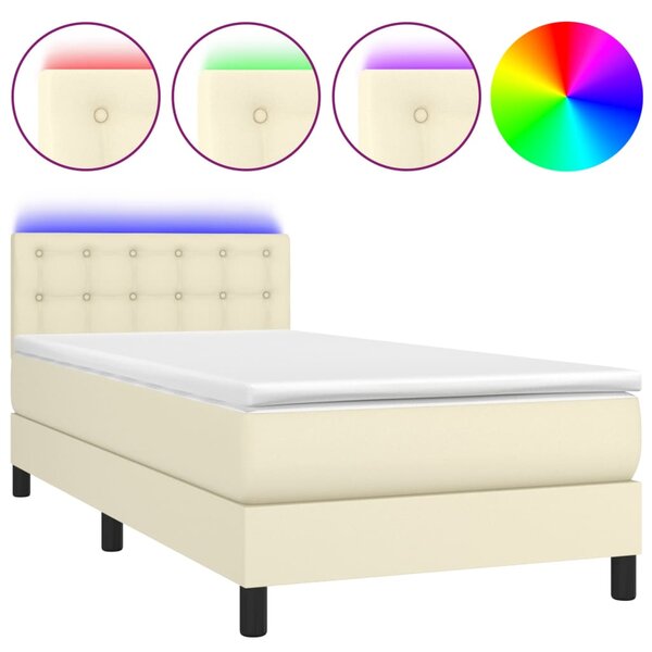 vidaXL Sommier à lattes de lit avec matelas et LED Crème 100x200 cm