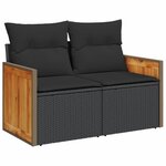 vidaXL Salon de jardin 9 Pièces avec coussins noir résine tressée