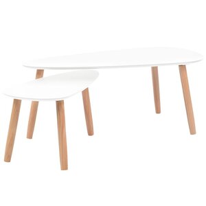 vidaXL Ensemble de tables basses 2 Pièces Bois de pin massif Blanc
