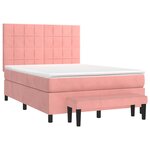 vidaXL Sommier à lattes de lit avec matelas Rose 140x200 cm Velours