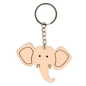 Porte-clés tête d'éléphant en bois