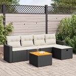 vidaXL Salon de jardin 6 Pièces avec coussins noir résine tressée