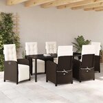vidaXL Ensemble de salle à manger pour jardin 7 Pièces Marron polyrotin