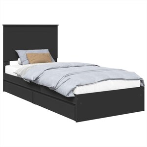 vidaXL Lit de Rangement avec tiroir Noir 90 x 190 cm Bois d'ingénierie