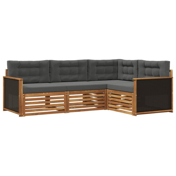 vidaXL Ensemble de canapés d'extérieur 4 pc Naturel et Anthracite