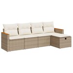 vidaXL Salon de jardin avec coussins 5 Pièces beige résine tressée