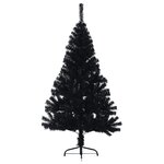 vidaXL Demi sapin de Noël artificiel avec support Noir 120 cm PVC
