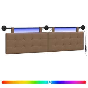 vidaXL Tête de lit suspendue Avec lumière LED Cappuccino Simili cuir