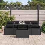 vidaXL Ensemble de canapé de jardin 5 Pièces Noir Poly Rattan