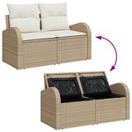 Ensemble de canapés de jardin 8 pièces avec coussins beige rotin poly acacia