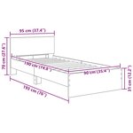 vidaXL Cadre de lit Chêne noir 90 x 190 cm Bois d'ingénierie