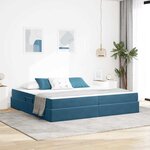 vidaXL Lit avec rangement et matelas Bleu foncé 200 x 200 cm Velours