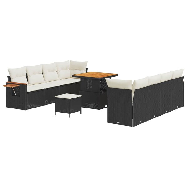 vidaXL Ensemble de canapé de jardin 11 Pièces Noir polyrotin