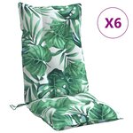 vidaXL Coussins de chaise à dossier haut lot de 6 modèle de feuille