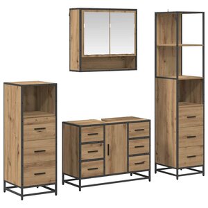 vidaXL Ensemble de mobilier de salle de bain 4 Pièces chêne artisanal