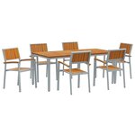 vidaXL Ensemble de salle à manger pour jardin 7 Pièces Gris et marron
