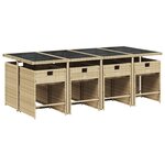 vidaXL Ensemble à manger de jardin et coussins 9 Pièces beige Poly rotin