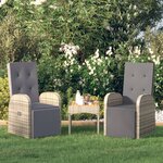 vidaXL Chaises de jardin inclinables coussins 2Pièces Gris Résine tressée