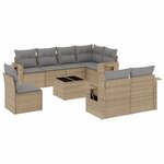 vidaXL Salon de jardin avec coussins 9 Pièces beige résine tressée