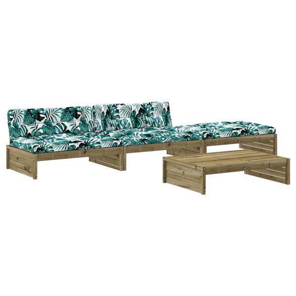vidaXL Salon de jardin 4 Pièces avec coussins bois de pin imprégné