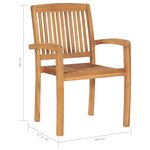 vidaXL Chaises de jardin empilables 8 Pièces Bois de teck solide