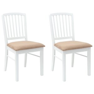 vidaXL Chaises de salle à manger 2 pc Bois de Caoutchouc Massif Blanc