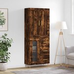 vidaXL Buffet haut Chêne fumé 69 5x34x180 cm Bois d'ingénierie