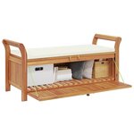 vidaXL Banc de rangement de jardin avec coussin 126 cm Bois d'acacia