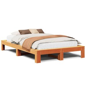 vidaXL Cadre de lit sans matelas cire marron 120x200cm bois pin massif