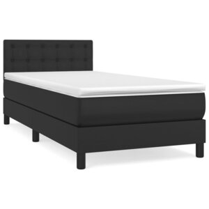 vidaXL Sommier à lattes de lit avec matelas Noir 90x190 cm Similicuir