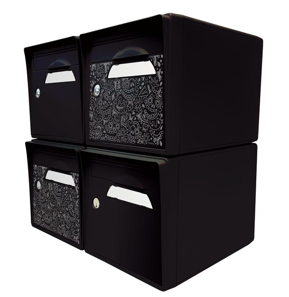 Pack de 4 boîtes aux lettres 1 porte - 2x "The Black Maniac" SKWAK - 2x "Noir intense"