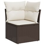 vidaXL Ensemble de canapé de jardin 9 pièces avec coussins Marron Poly Rotin
