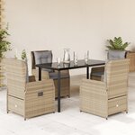 vidaXL Ensemble à manger de jardin avec coussins 5Pièces Beige poly rotin