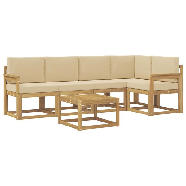 vidaXL Ensemble de canapés d'extérieur 6 Pièces Blanc et Beige