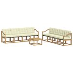vidaXL Ensemble de canapés d'extérieur 9 Pièces Blanc et crème