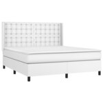 vidaXL Sommier à lattes de lit matelas LED Blanc 180x200 cm Similicuir
