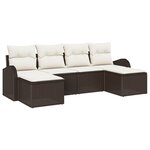 vidaXL Ensemble de canapé de jardin 6 Pièces Marron Poly rotin