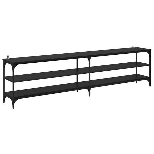 vidaXL Meuble TV Chêne noir 200 x 30 x 50 cm Bois d'ingénierie et fer