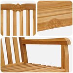 vidaXL Banc en Bois Sculpté en Rose 180 5 x 60 x 96 cm Naturel