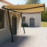 vidaXL Auvent manuel rétractable avec poteaux 4 5x3 m Jaune et blanc
