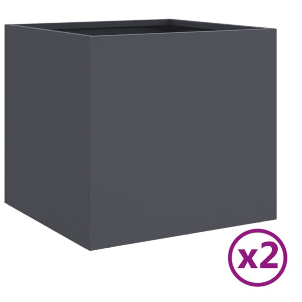 vidaXL Jardinières 2 Pièces anthracite 32x30x29 cm acier