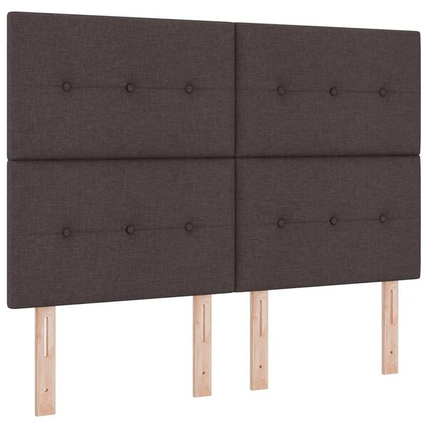 vidaXL Lit à ressorts avec matelas Marron foncé 140 x 200 cm tissu