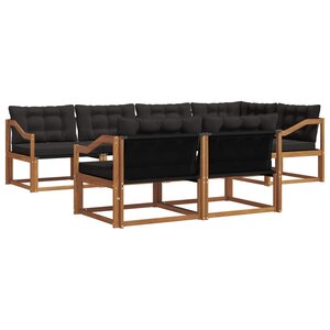 vidaXL Ensemble de canapés d'extérieur 7 pc Naturel et noir