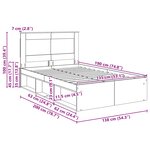 vidaXL Cadre de lit avec tiroir Bois ancien 135 x 190 cm Pin massif