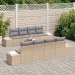 vidaXL Ensemble de canapé de jardin 8 Pièces Beige et gris polyrotin