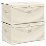 vidaXL Boîtes de rangement 2 Pièces Tissu 50x30x25 cm Crème