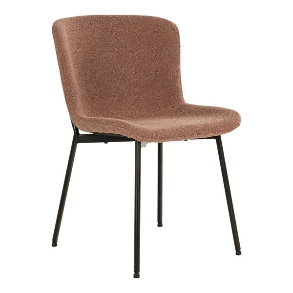 2 chaises de salle à manger rouille en polyester bouclé avec pieds noirs