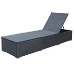 vidaXL Chaise longue avec coussin Résine tressée Noir