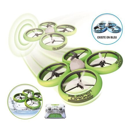 Flybotic 84807 bumper drone - drone radiocommandé 36 cm pour enfant - modele aléatoire (bleu ou vert) - 8 ans et +