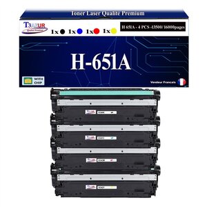 T3AZUR - 4x Toners compatibles avec CE340A  CE341A   CE342A   CE343A  651A  compatible avec HP